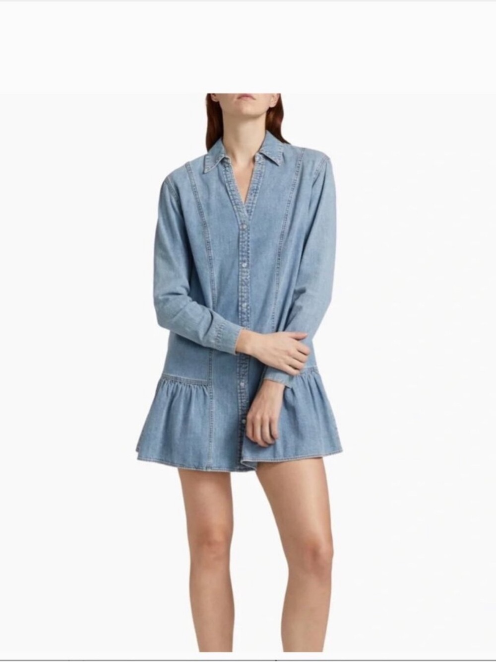 Veronica Beard Light Blue Denim Mini Shirt Dress